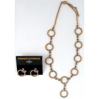 Набор из серьг и подвески на шею золотисто-cеребристый (7687)