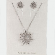 Набор из серьг и подвески на шею серебристый (10481)