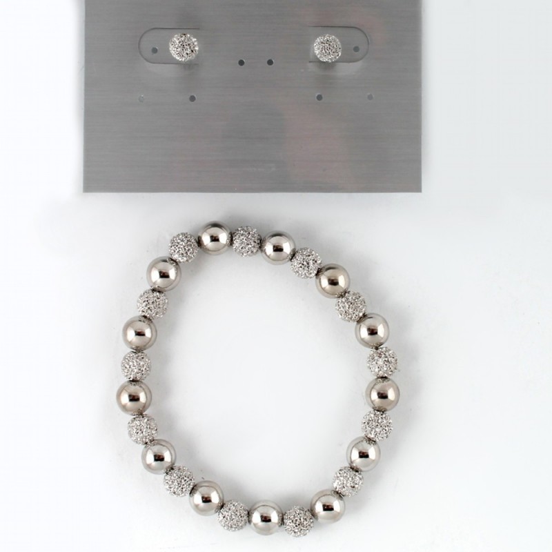 Набор из браслета и серьг серебристый (7663)