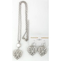 Набор из серьг и подвески на шею серебристый (8595)