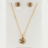 Набор из серьг и подвески на шею золотистый (10482)