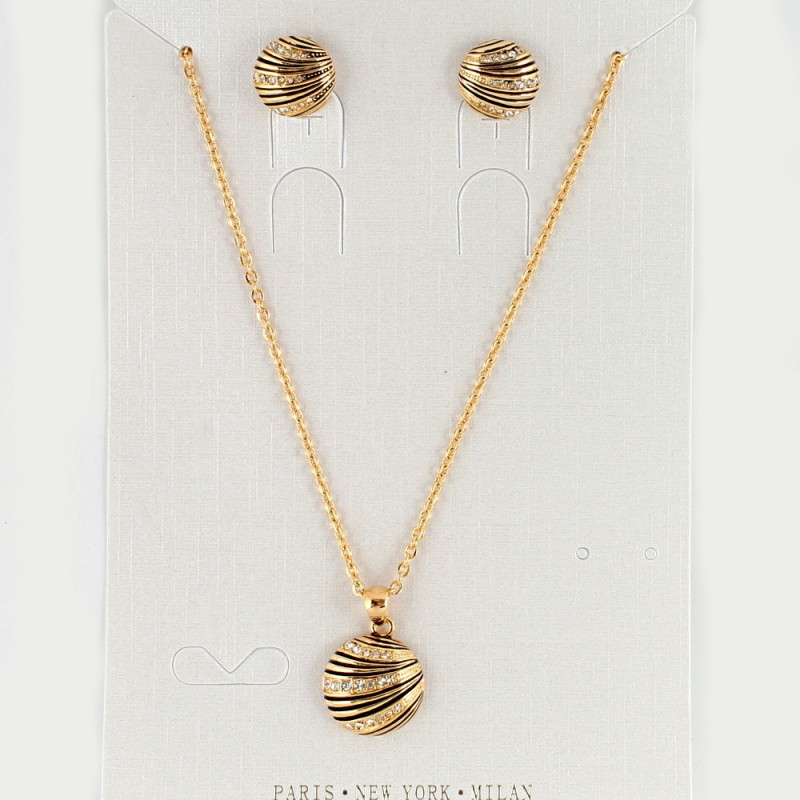 Набор из серьг и подвески на шею золотистый (10482)