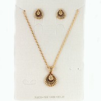 Набор из серьг и подвески на шею золотистый (10484)