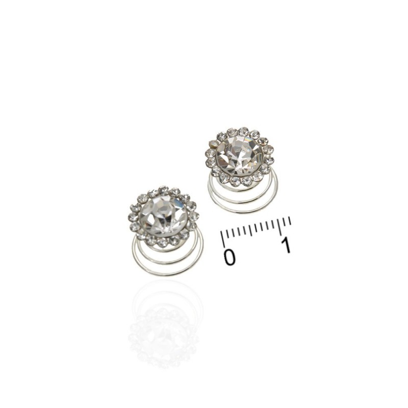 Набор вкруток для причесок со стразами серебристый (9085)