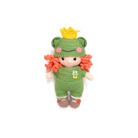 Вязаная игрушка амигуруми Девочка в костюме лягушки 22см зеленая (27875)
