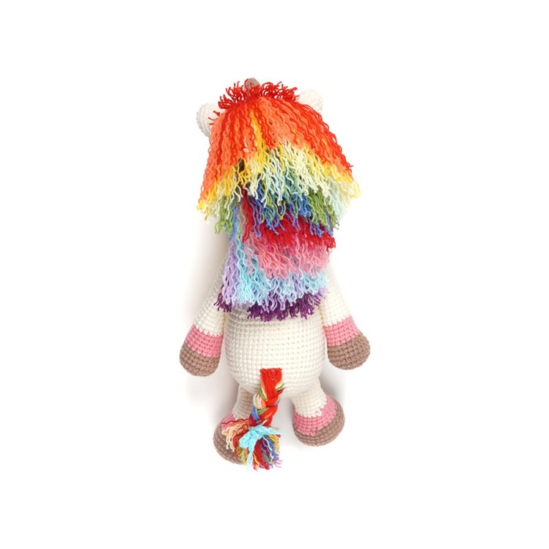 Вязаная игрушка амигуруми Единорог с радужной гривой 25см (27878)