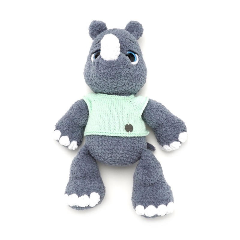 Вязаная игрушка амигуруми Носорог 35см серый (29150)