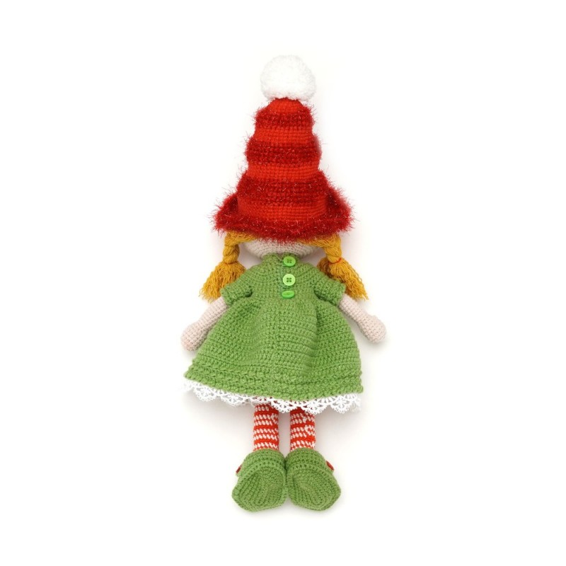 Вязаная игрушка амигуруми Девочка Эльф в красной шапке 40см (29710)