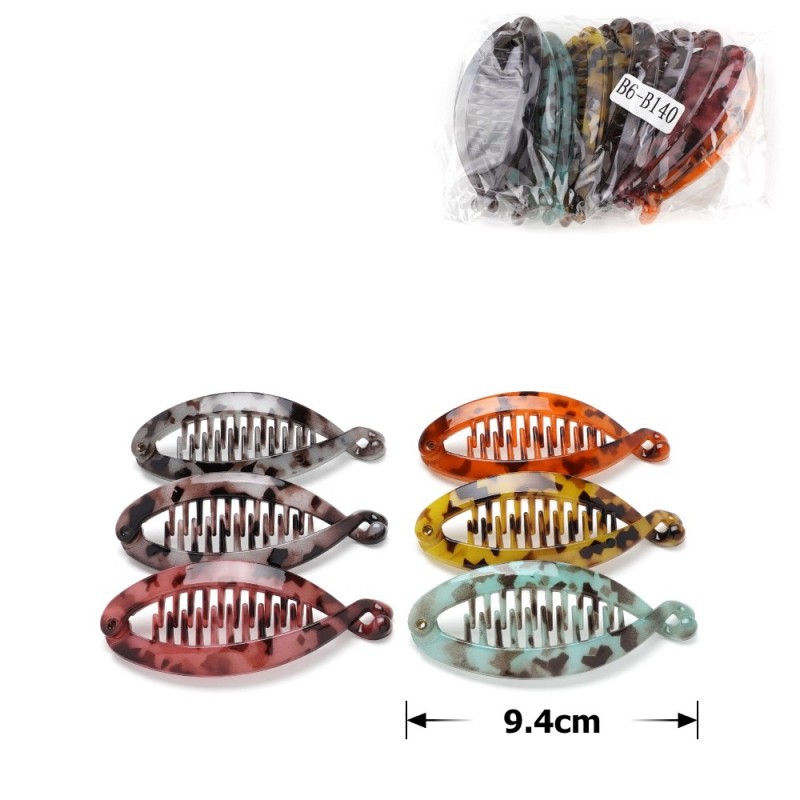 Набор заколок бананов для волос глянцевые тигровые (12952)