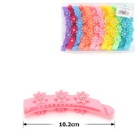 Набор заколок бананов для волос матовые с пластиковыми цветками (13199)