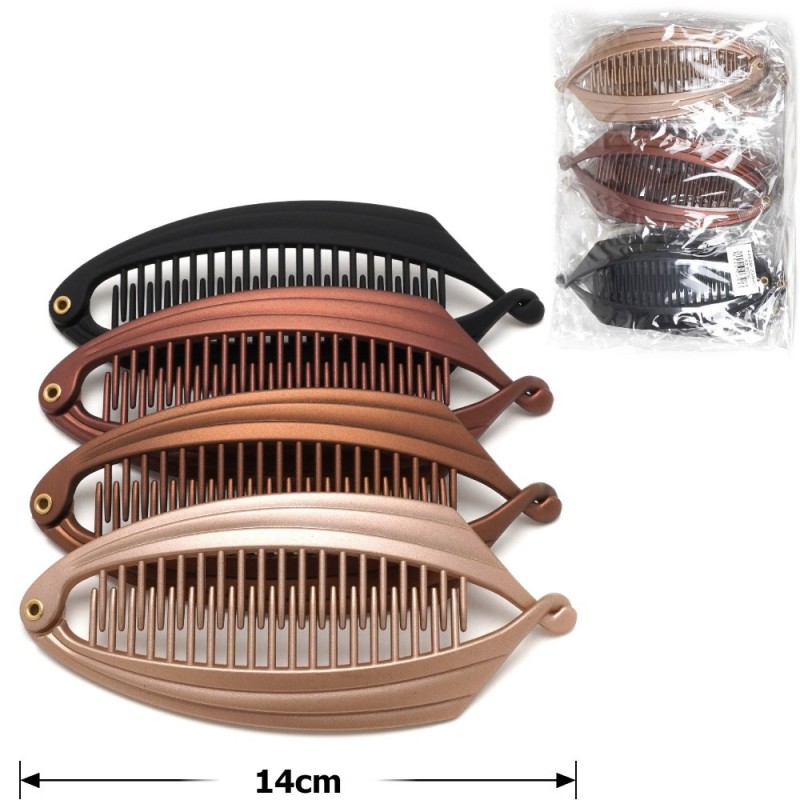 Набор заколок бананов для волос матовые коричневые (28465)