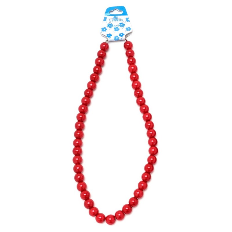 Подвеска на шею из бусин красного цвета Ø10мм (13173) вариант 01