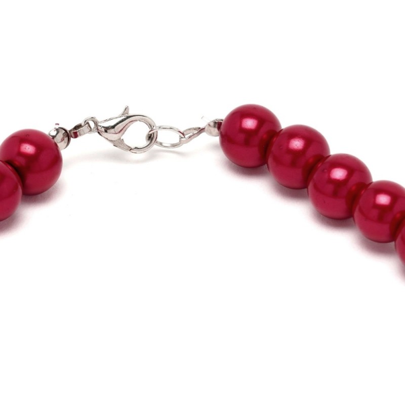 Подвеска на шею из бусин красного цвета Ø10мм (13173) вариант 02