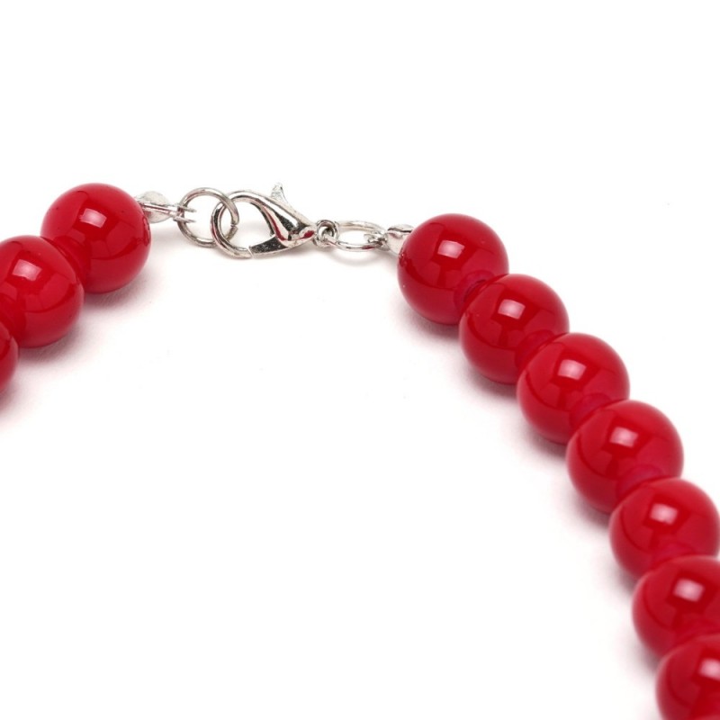 Подвеска на шею из бусин красного цвета Ø10мм (13175)