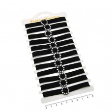 Набор чокеров-браслетов со стразами черные (14294)