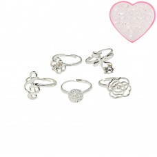 Набор колец 72шт серебристые (14515)