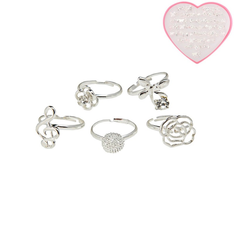 Набор колец 72шт серебристые (14515)