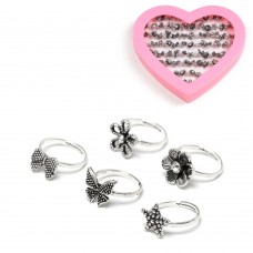 Набор колец 72шт серебристые (14516)