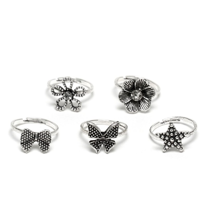 Набор колец 72шт серебристые (14516)