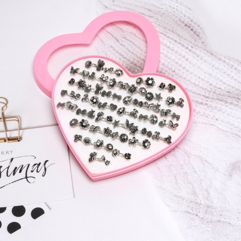 Набор колец 72шт серебристые (14516)