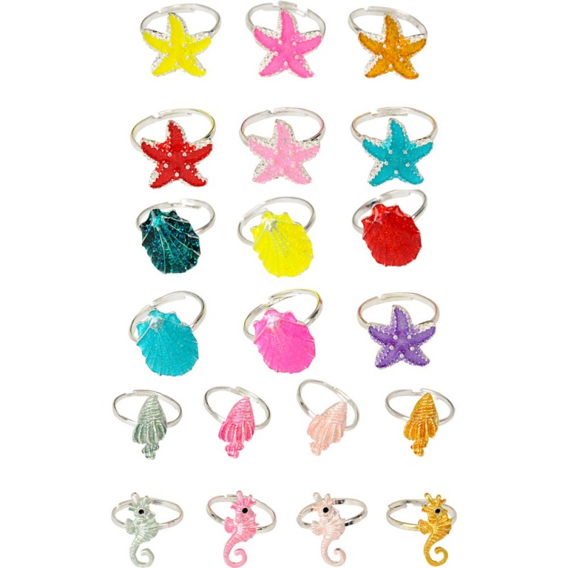 Набор колец 72шт разноцветные (15338)