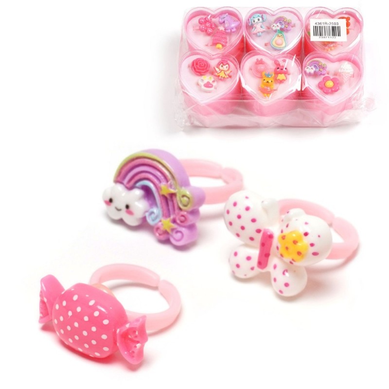 Набор детских колец 12х3шт разноцветные (31359)