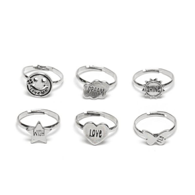 Набор колец 72шт серебристые (31361)