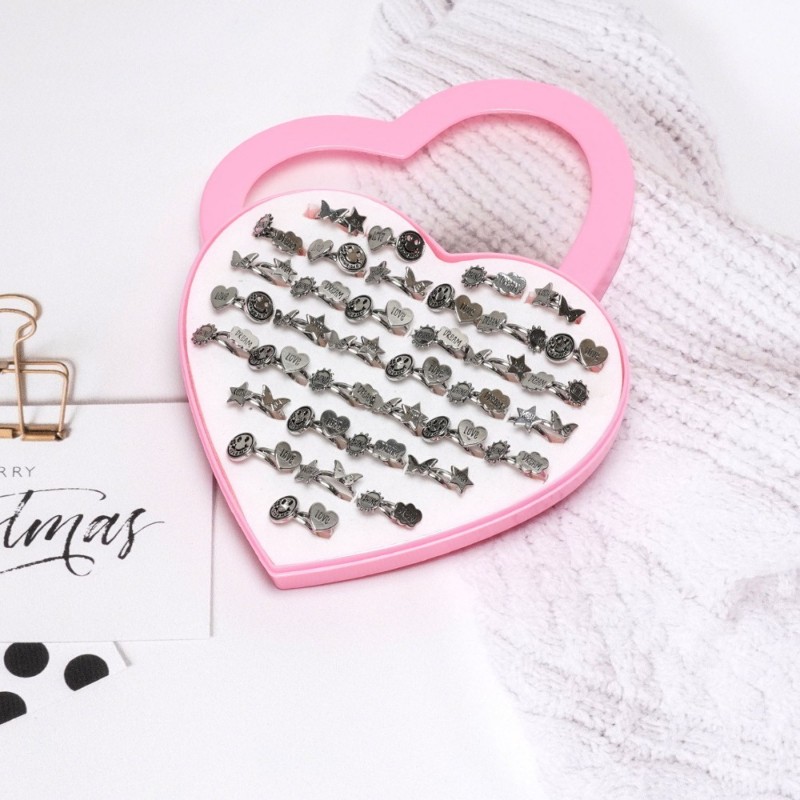 Набор колец 72шт серебристые (31361)