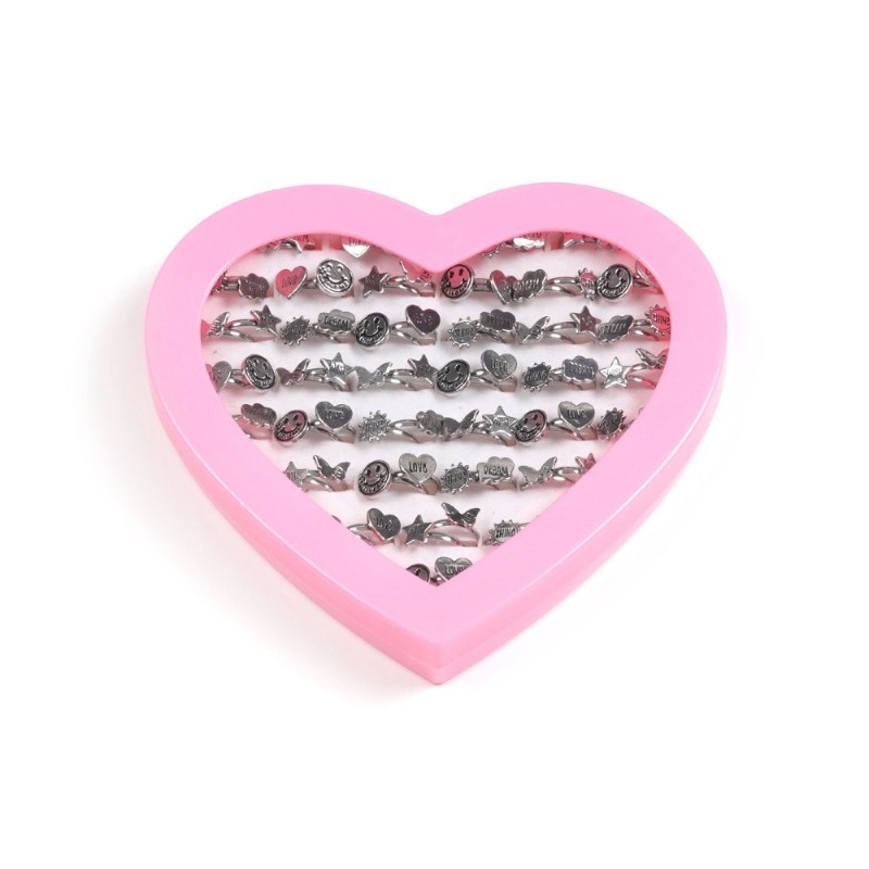 Набор колец 72шт серебристые (31361)