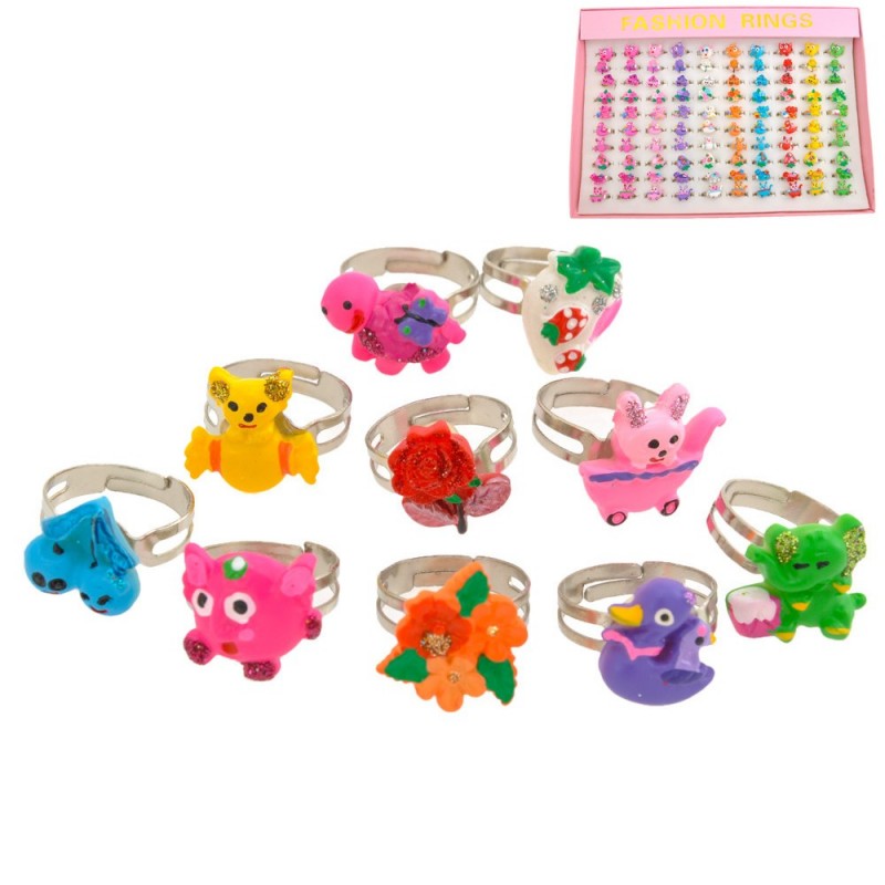 Набор детских колец 100шт разноцветные (369)