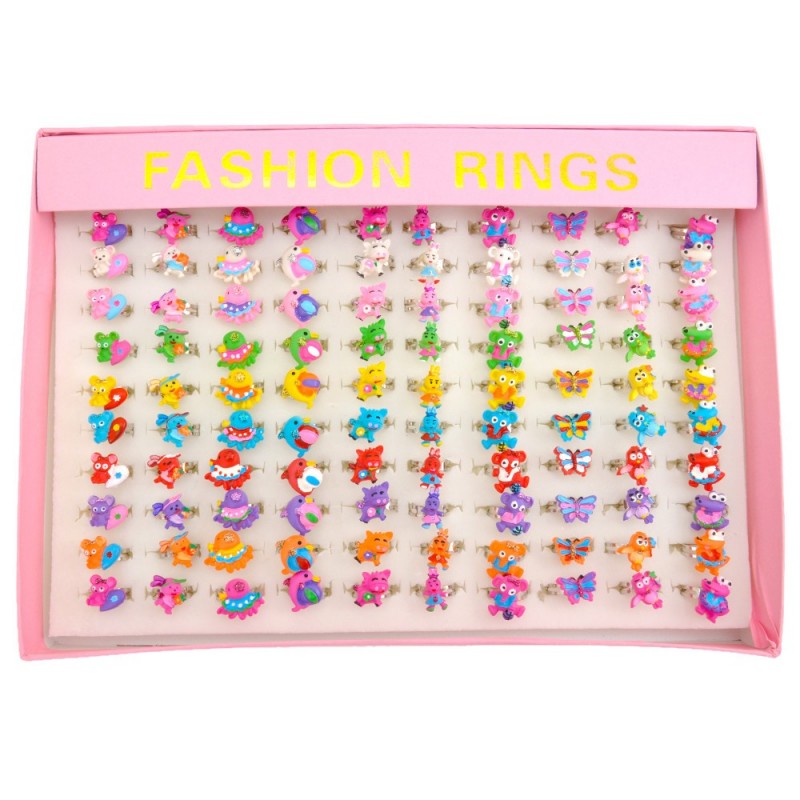 Набор детских колец 100шт разноцветные (370)