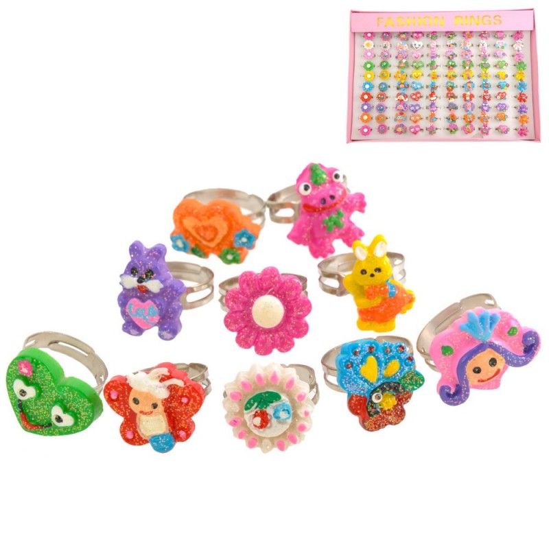 Набор детских колец 100шт разноцветные (371)