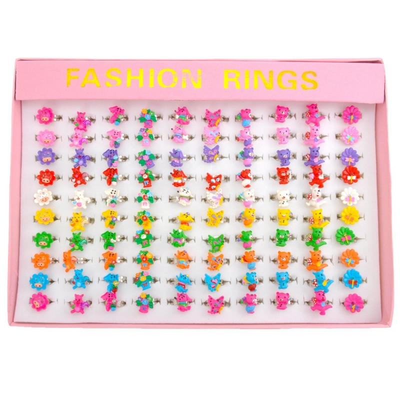 Набор детских колец 100шт разноцветные (372)