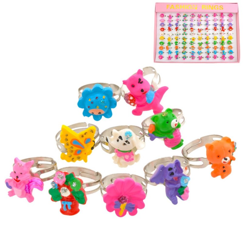 Набор детских колец 100шт разноцветные (372)