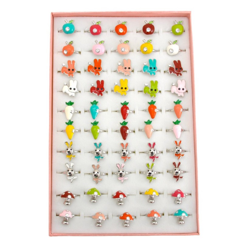 Набор колец 50шт разноцветные (5791)