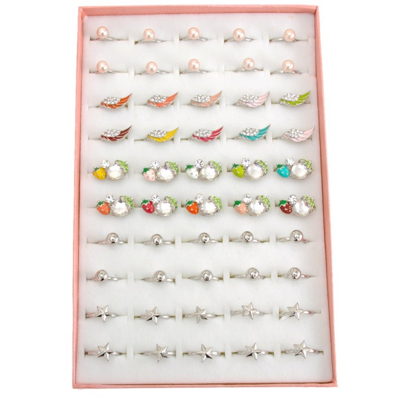 Набор колец 50шт серебристый (6275)