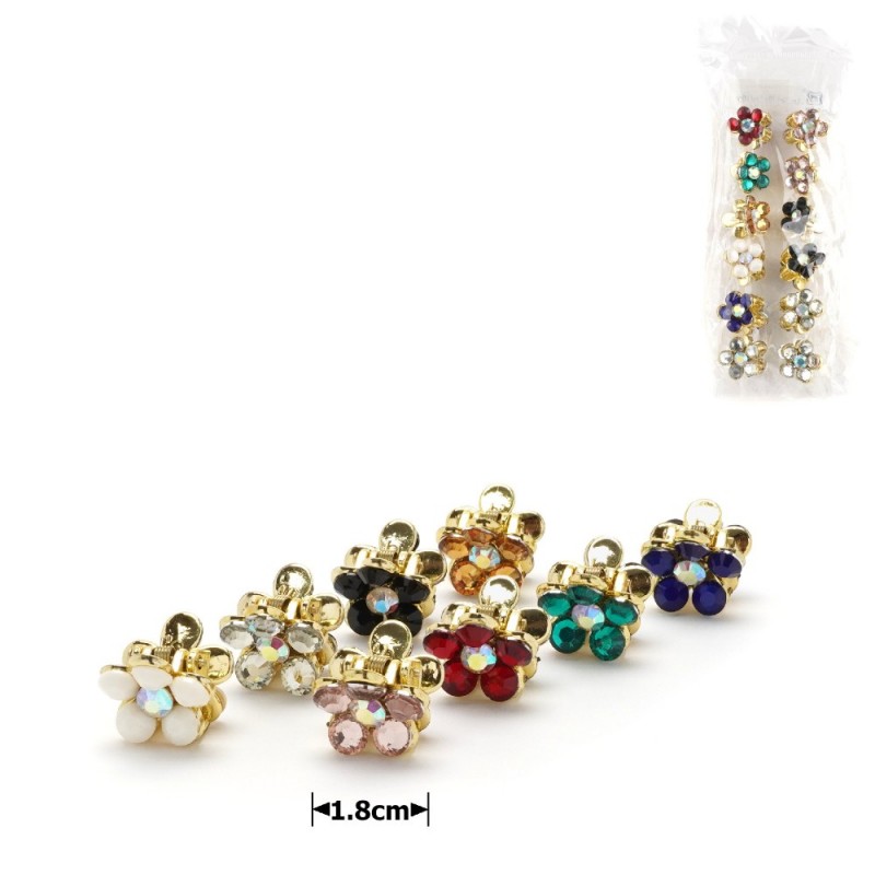 Набор заколок-крабов в форме цветка со стразами (11125)