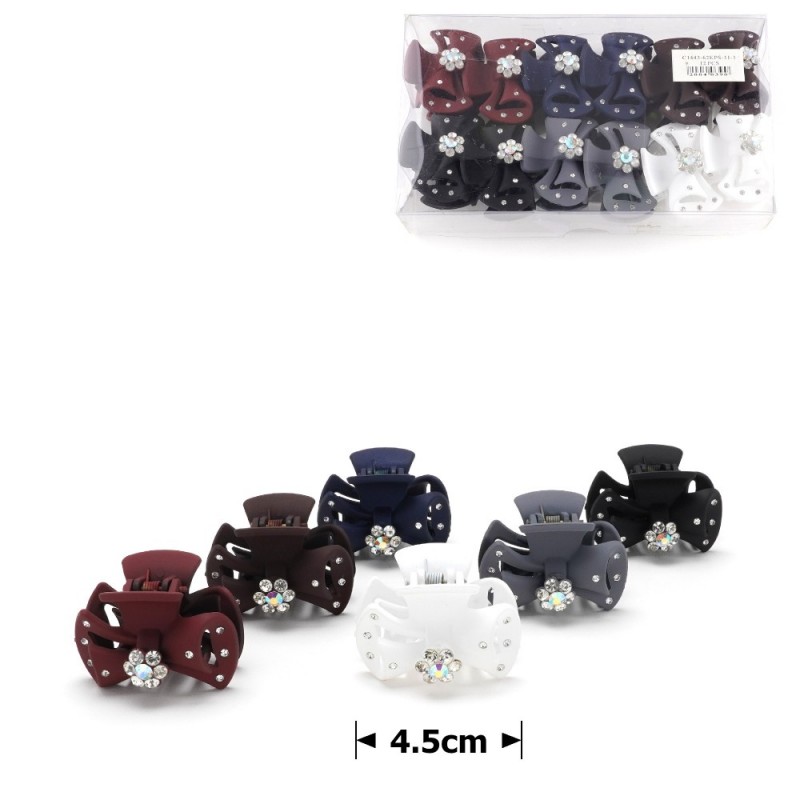 Набор заколок-крабов (72-12495) матовых со стразами