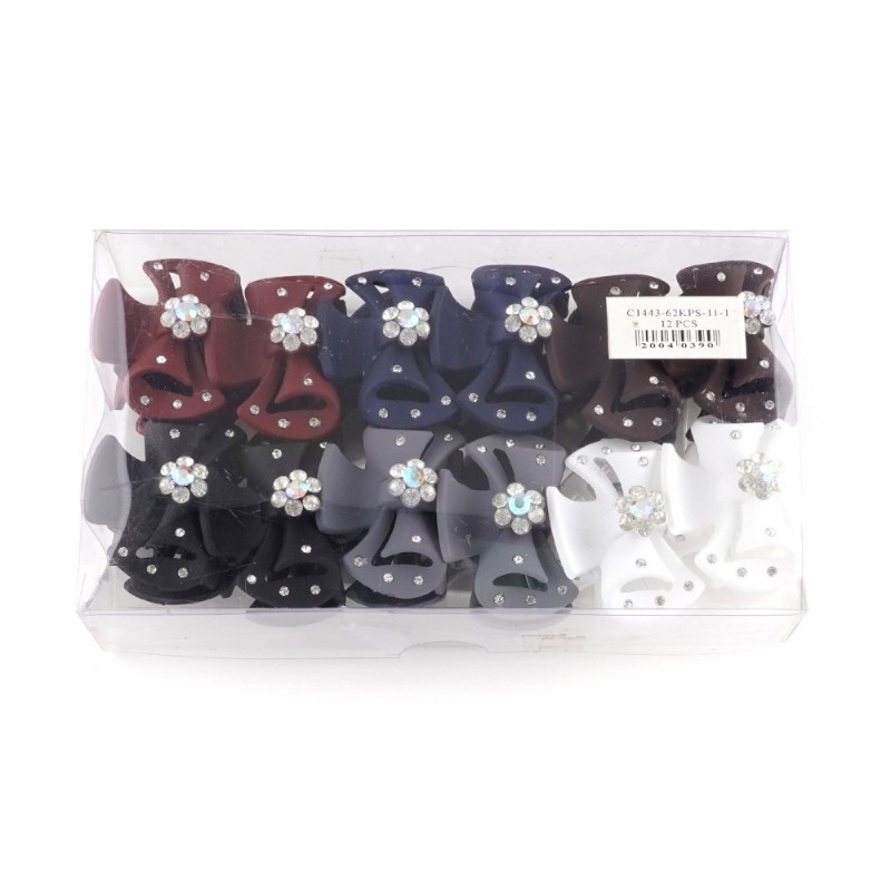 Набор заколок-крабов (72-12495) матовых со стразами