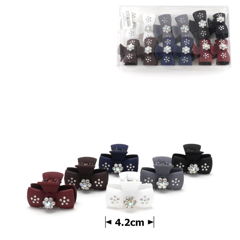 Набор заколок-крабов матовые со стразами (12497)