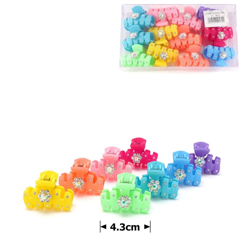 Набор заколок-крабов матовые со стразами (13182)