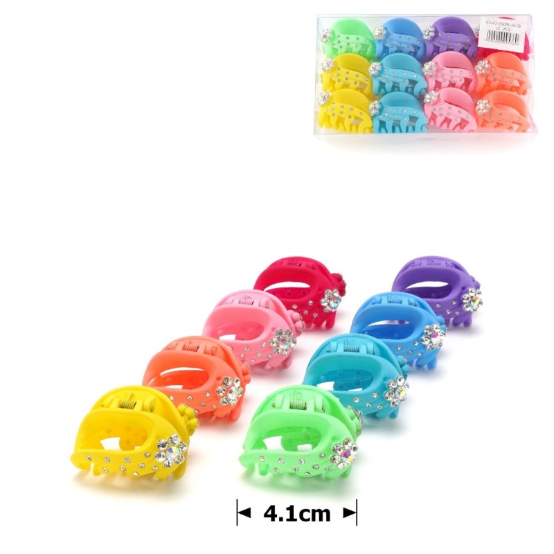 Набор заколок-крабов (32-13183) матовых со стразами