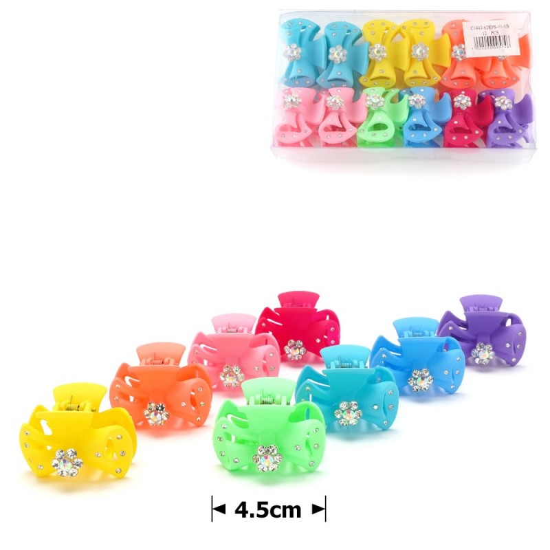 Набор заколок-крабов (72-13185) матовых со стразами