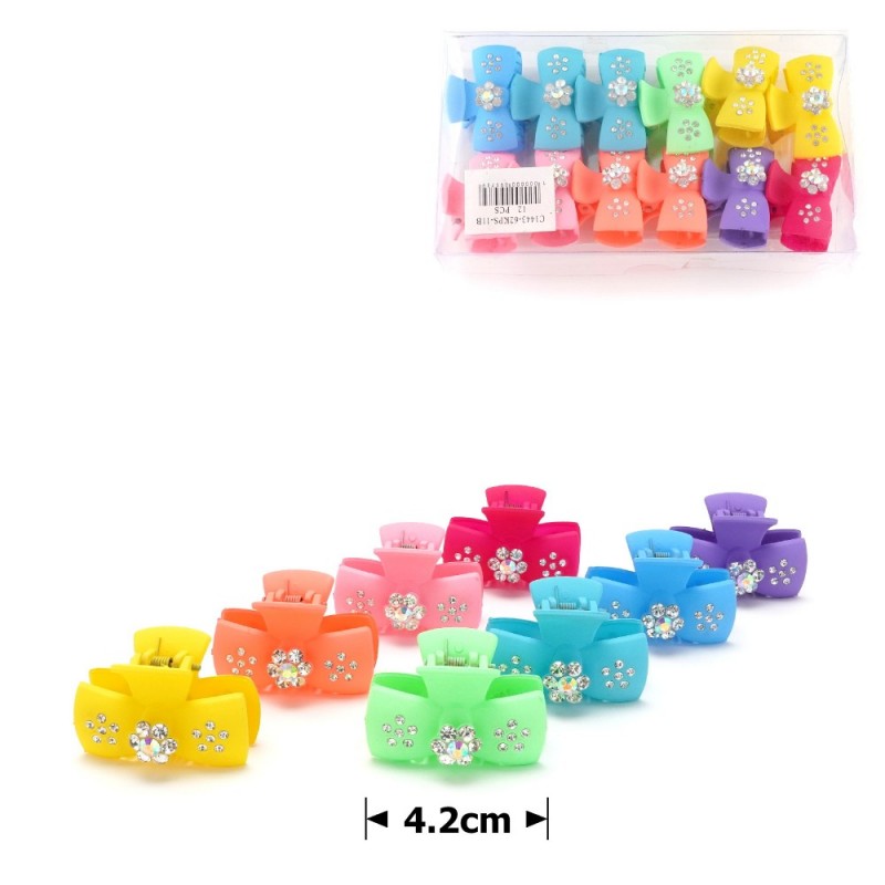 Набор заколок-крабов матовые со стразами (13186)