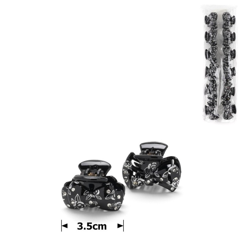 Набор заколок-крабов (71-14947) глянцевых с принтом розы