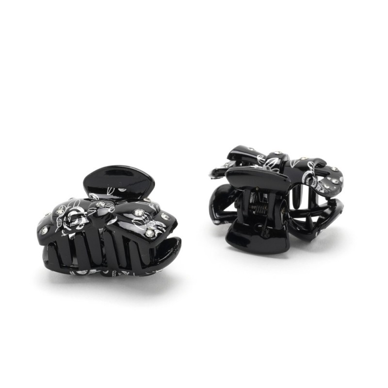 Набор заколок-крабов (71-14947) глянцевых с принтом розы