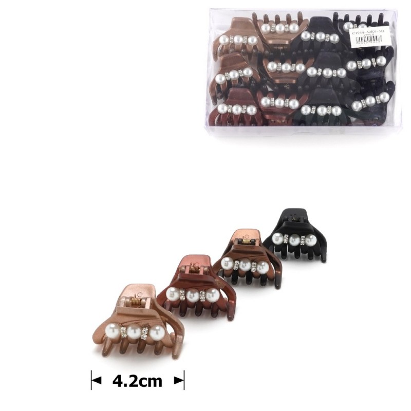 Набор заколок-крабов (12-15357) матовых с жемчугом