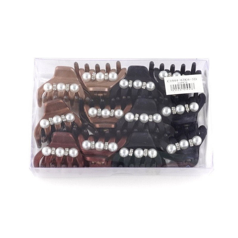 Набор заколок-крабов (12-15357) матовых с жемчугом