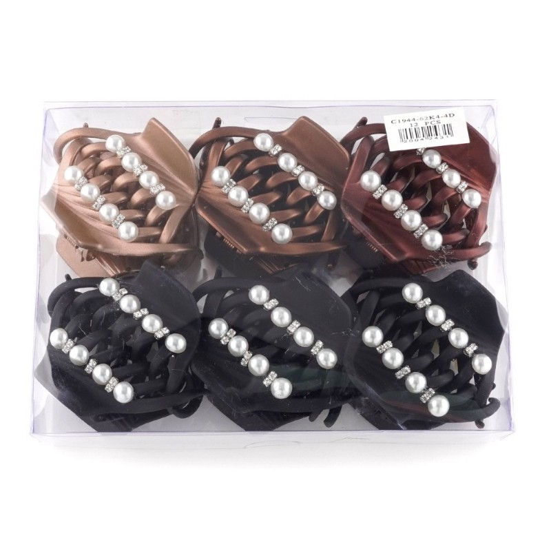 Набор заколок-крабов (14-15358) матовых с жемчугом