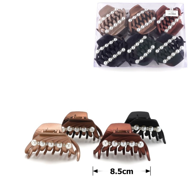 Набор заколок-крабов (16-15359) матовых с жемчугом